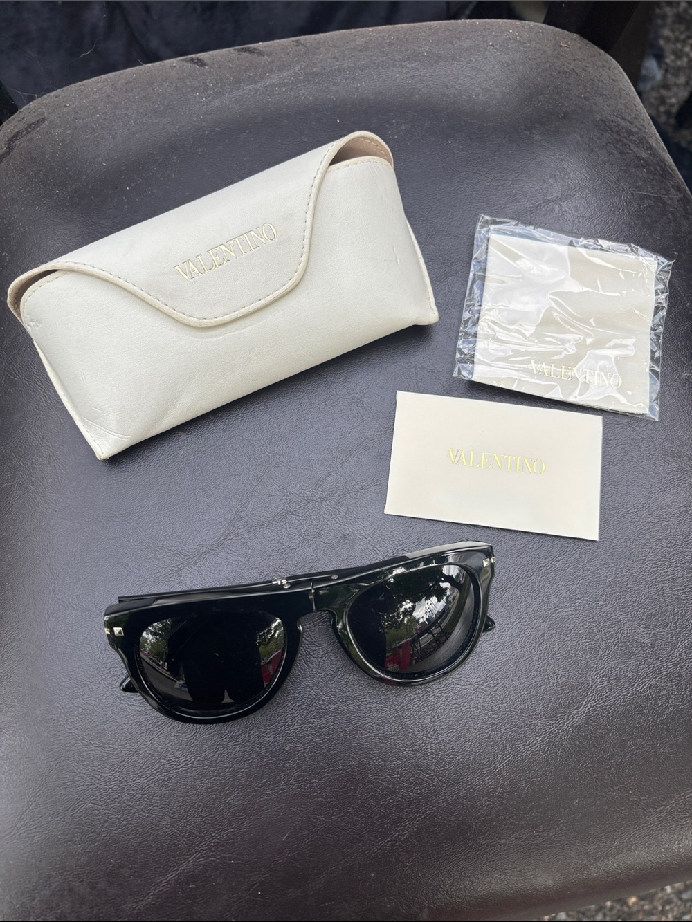 Valentino Black Sunglasses with White Case and Cloth